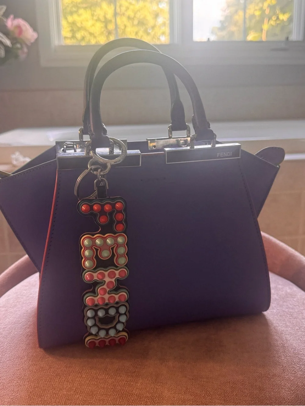 Fendi Purple Mini Satchel with Colorful Charm
